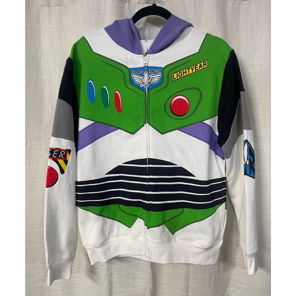 Disney Parks Buzz Lightyear Space Ranger Hoodie Full Zip Adult Size S Cotton